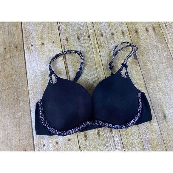 Victoria's Secret Sexy Little Things Black Bra with Leopard Trim - Picture 1 of 5